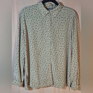 NOTATIONS Button-Down Shirt-Tan with Black and Brown Polka Dots